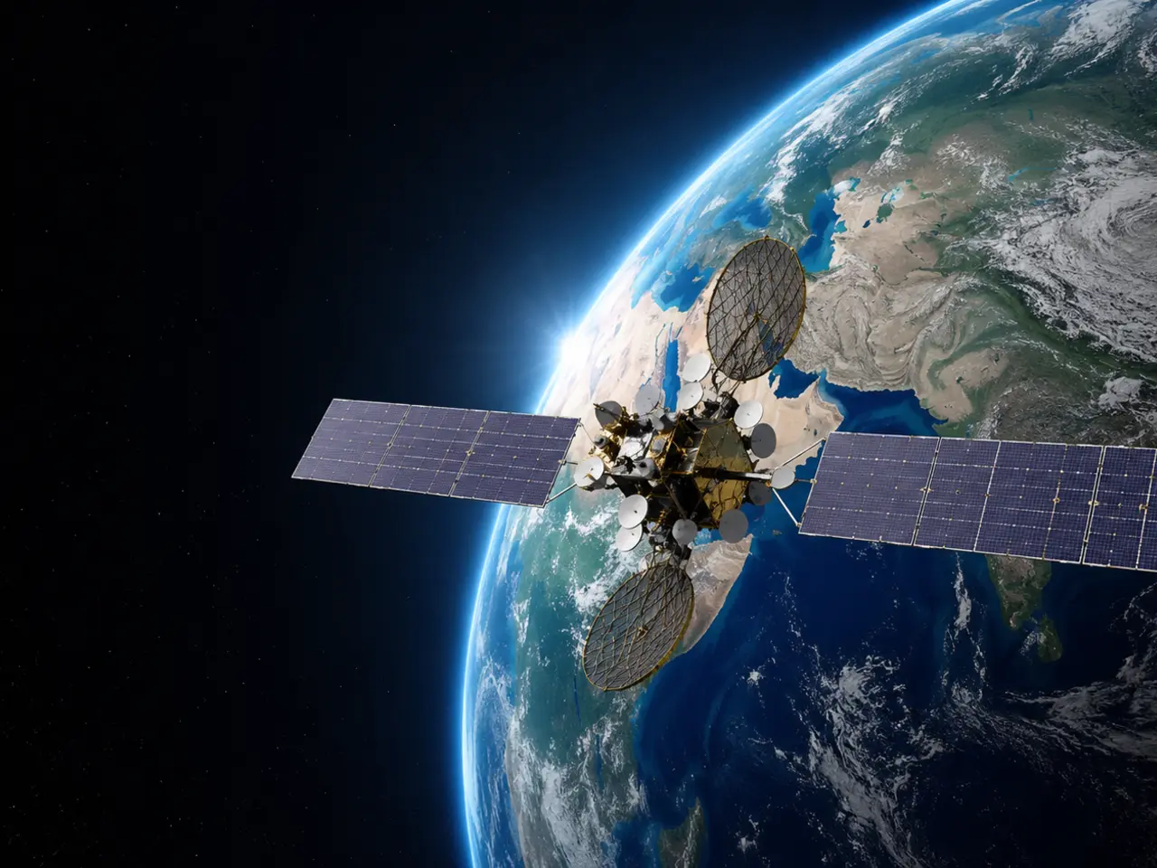 Communications satellite operating above Earth